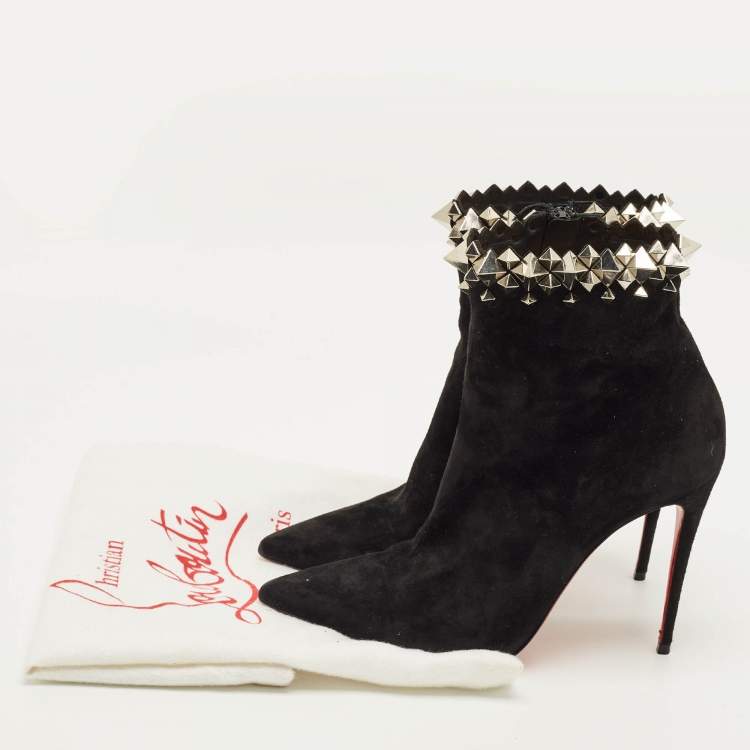 Pre Owned Christian Louboutin Firmamma Size 37.5 Black Suede Knee Length Boots