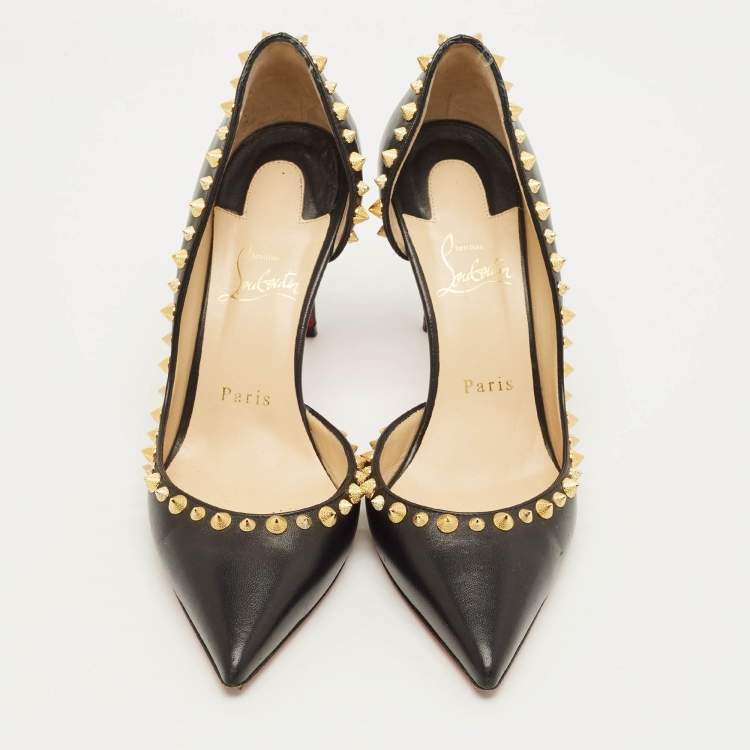 Pre Owned Christian Louboutin Irishell Size 38 Black Leather D'orsay Pumps