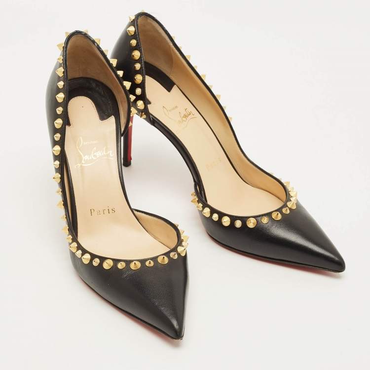 Pre Owned Christian Louboutin Irishell Size 38 Black Leather D'orsay Pumps