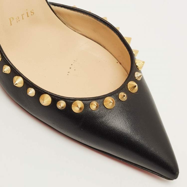 Pre Owned Christian Louboutin Irishell Size 38 Black Leather D'orsay Pumps