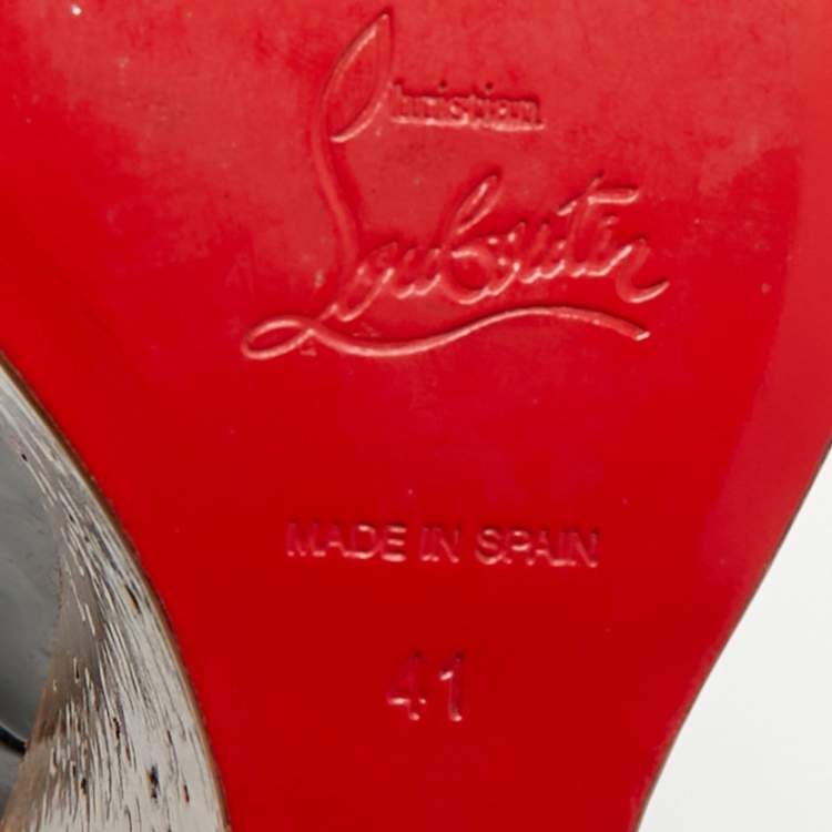 Pre Owned Christian Louboutin Simple Size 41 Black Patent Leather  Wedge Platform Pumps