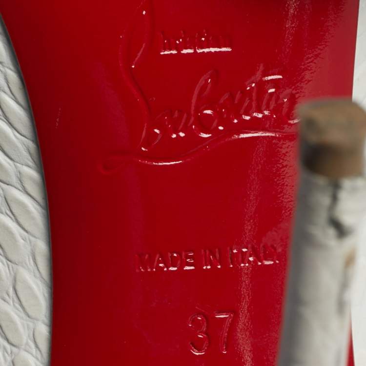Pre Owned Christian Louboutin So Kate Size 37 White Python Embossed Leather Pumps