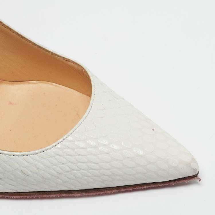 Pre Owned Christian Louboutin So Kate Size 37 White Python Embossed Leather Pumps