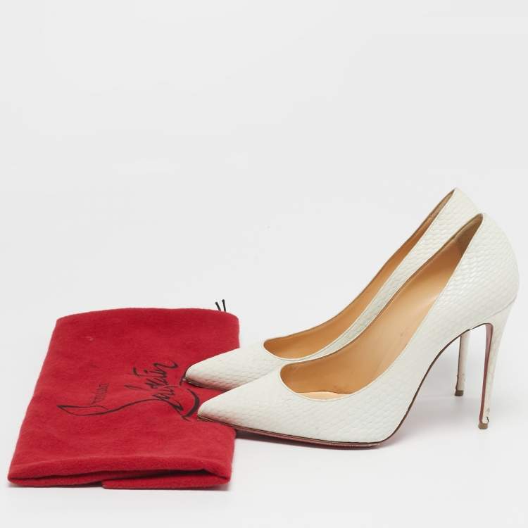 Pre Owned Christian Louboutin So Kate Size 37 White Python Embossed Leather Pumps