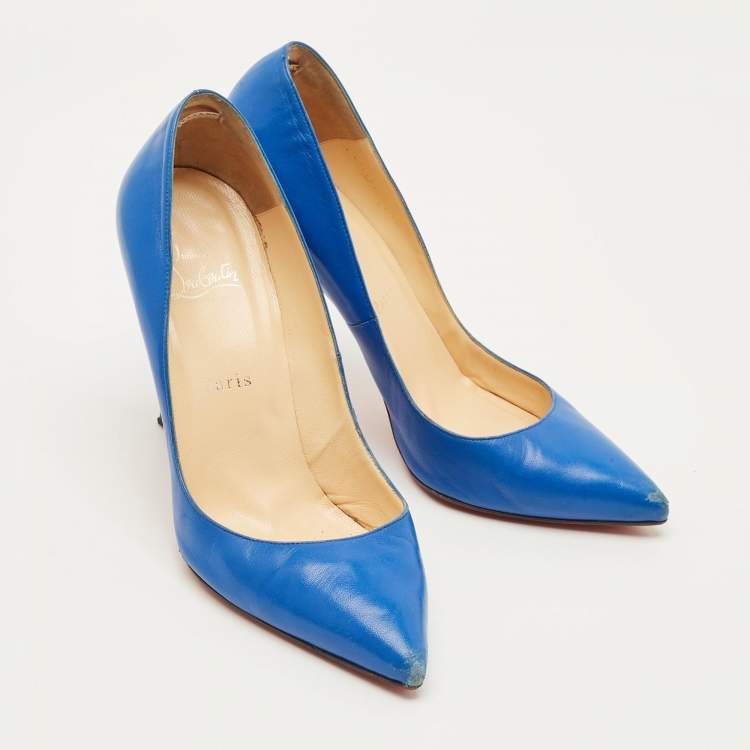 Pre Owned Christian Louboutin So Kate Size 39 Blue Leather Pumps