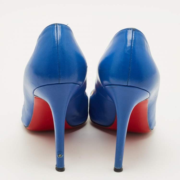 Pre Owned Christian Louboutin So Kate Size 39 Blue Leather Pumps
