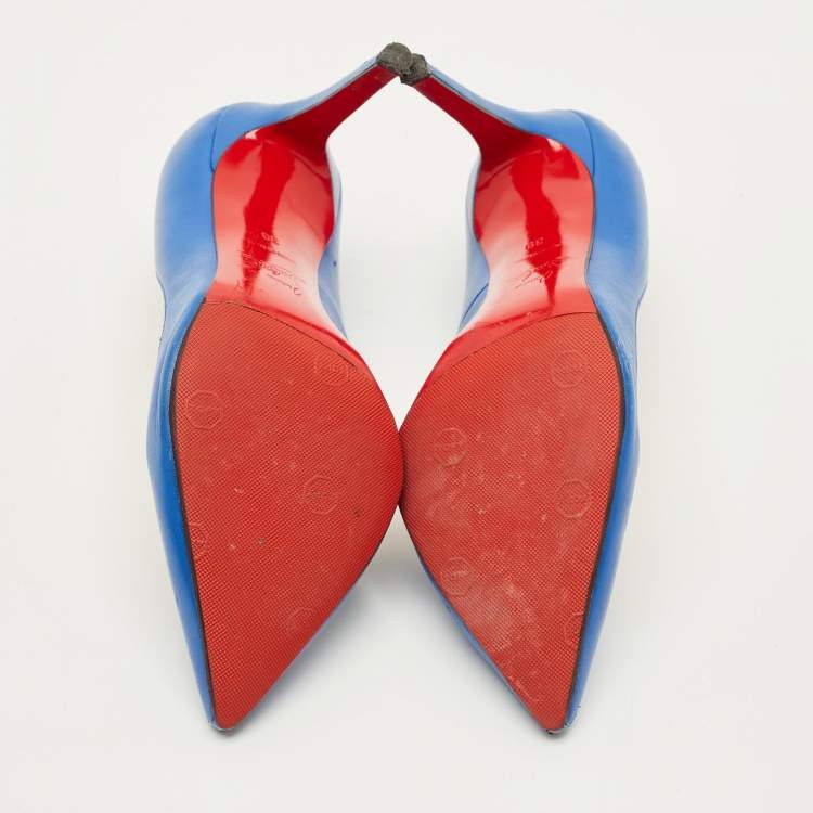 Pre Owned Christian Louboutin So Kate Size 39 Blue Leather Pumps
