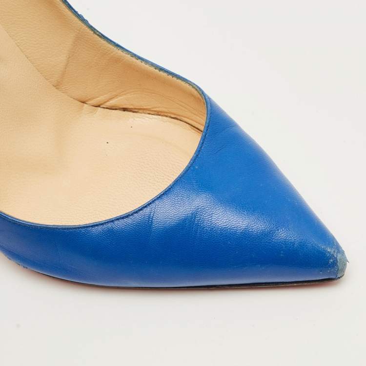 Pre Owned Christian Louboutin So Kate Size 39 Blue Leather Pumps
