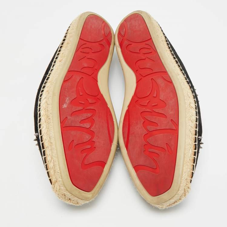 Pre Owned Christian Louboutin Spike Size 43 Black Suede Espadrille Loafers