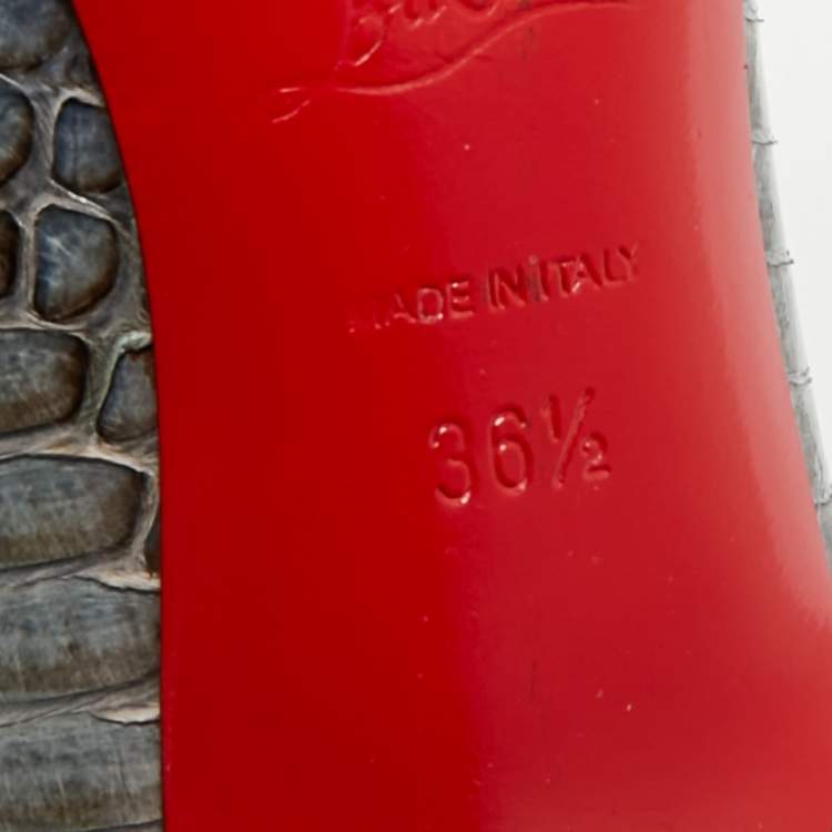 Pre Owned Christian Louboutin So Kate Size 36.5 Grey Python Leather Pumps