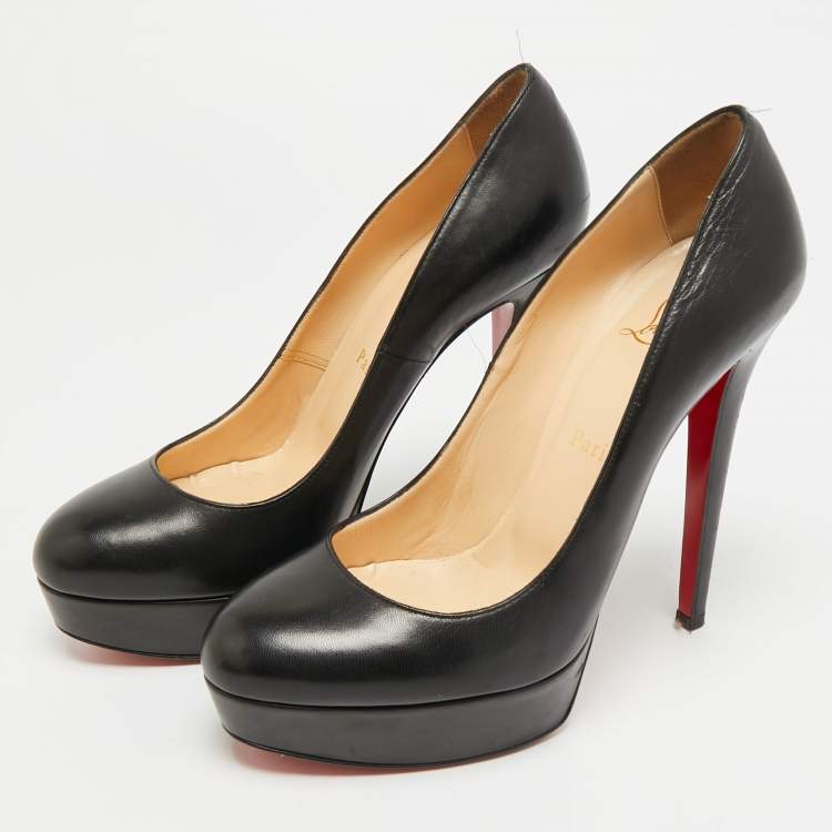 Pre Owned Christian Louboutin Bianca Size 39 Black Leather Platform Pumps