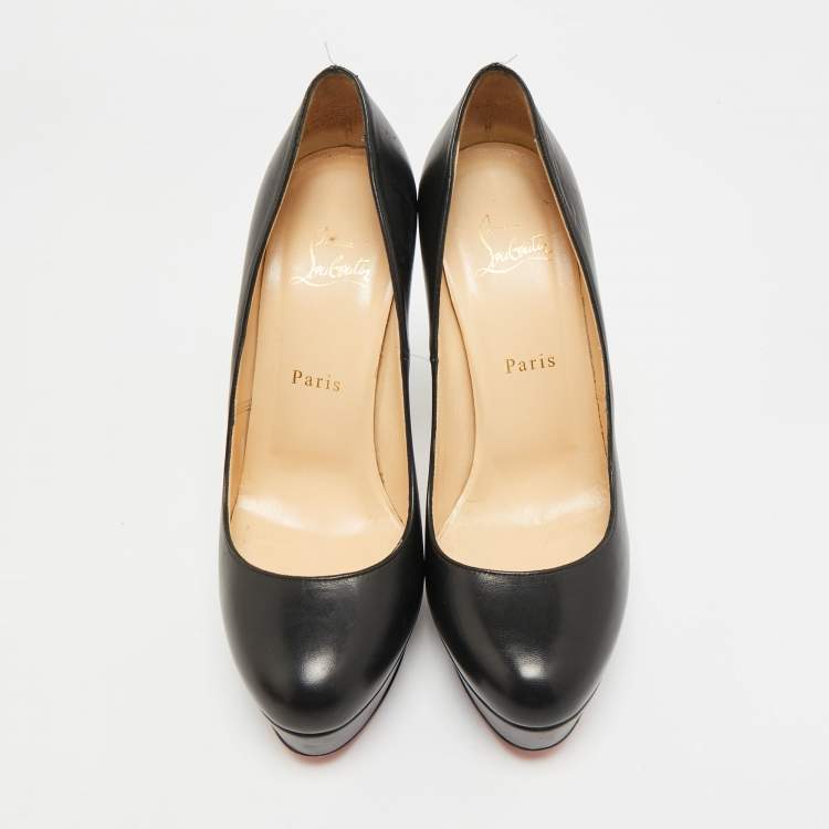 Pre Owned Christian Louboutin Bianca Size 39 Black Leather Platform Pumps