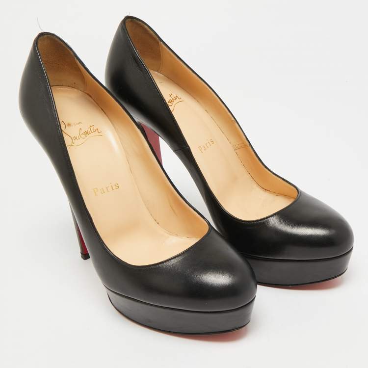 Pre Owned Christian Louboutin Bianca Size 39 Black Leather Platform Pumps