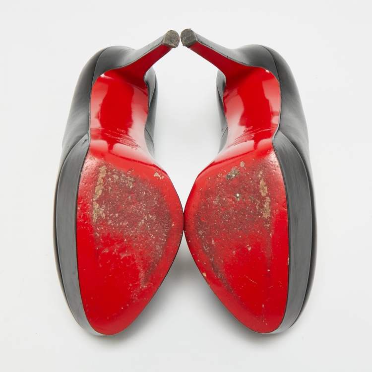 Pre Owned Christian Louboutin Bianca Size 39 Black Leather Platform Pumps