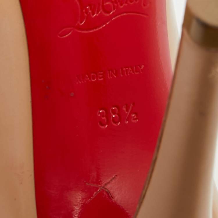 Pre Owned Christian Louboutin Simple Size 38.5 Beige Leather Pumps