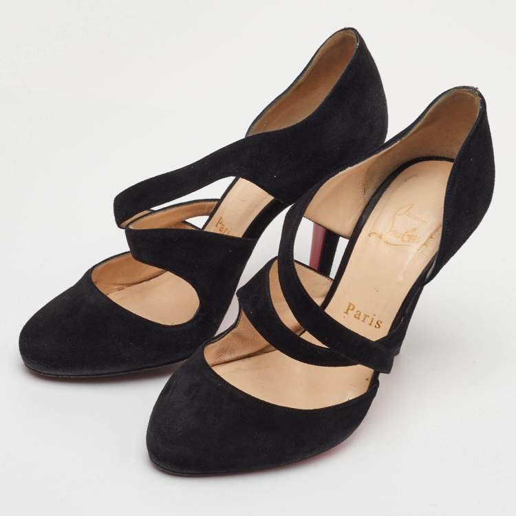 Pre Owned Christian Louboutin Citoyenne 100 Size 36 Black Suede Pumps