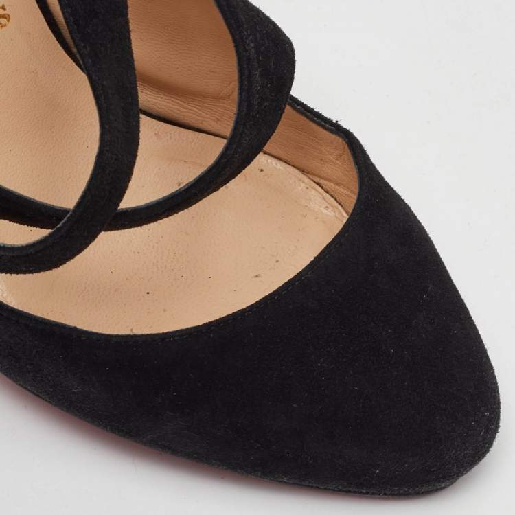 Pre Owned Christian Louboutin Citoyenne 100 Size 36 Black Suede Pumps