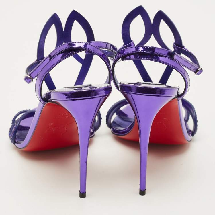 Pre Owned Christian Louboutin Double L Size 39.5 Purple Suede Sandals