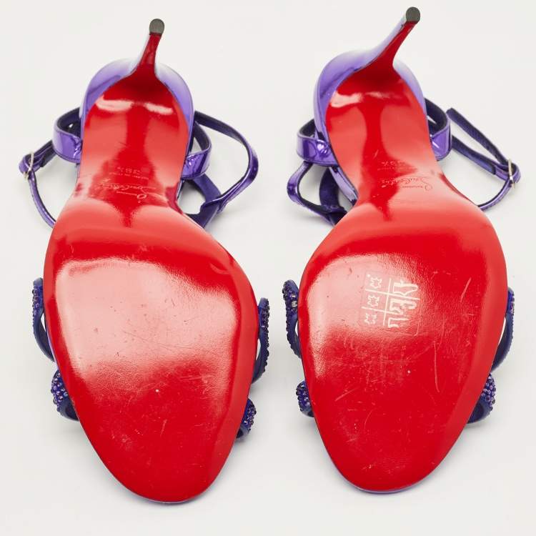 Pre Owned Christian Louboutin Double L Size 39.5 Purple Suede Sandals