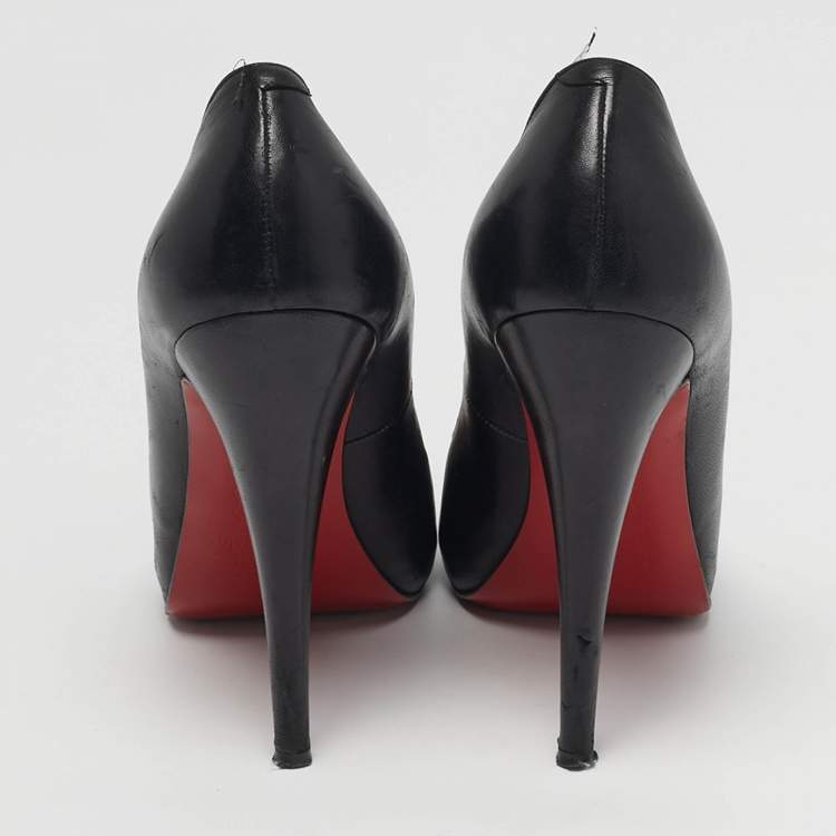 Pre Owned Christian Louboutin Black Leather Feticha Platform Round Toe Pumps Size 39