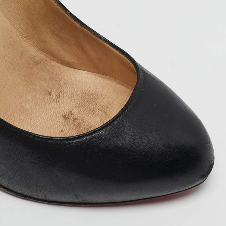 Pre Owned Christian Louboutin Black Leather Feticha Platform Round Toe Pumps Size 39