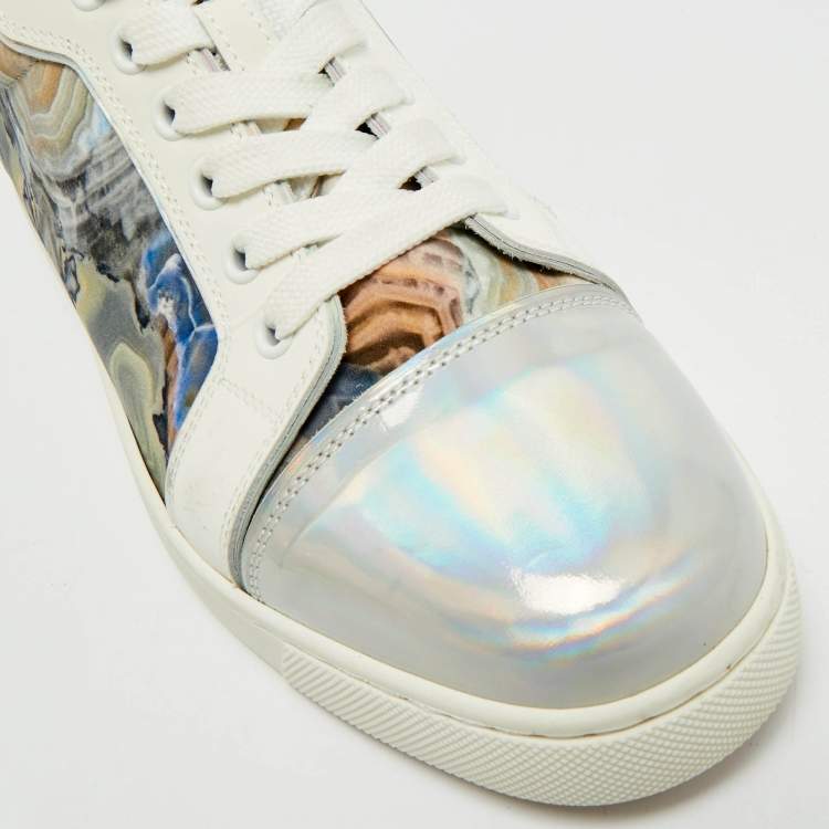 Pre Owned Christian Louboutin Fun Vieira Size 38.5 Multicolor Fabric and Iridescent Leather Low Top Sneakers