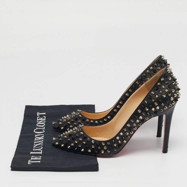 مملوكة مسبقًا Christian Louboutin Pigalle Spikes Size 39 Black Leather Pumps