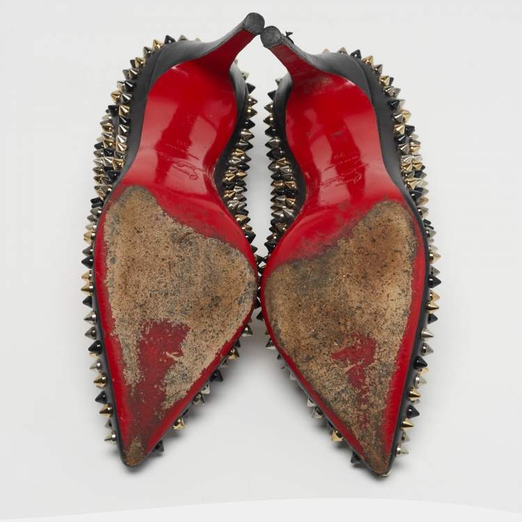 مملوكة مسبقًا Christian Louboutin Pigalle Spikes Size 39 Black Leather Pumps