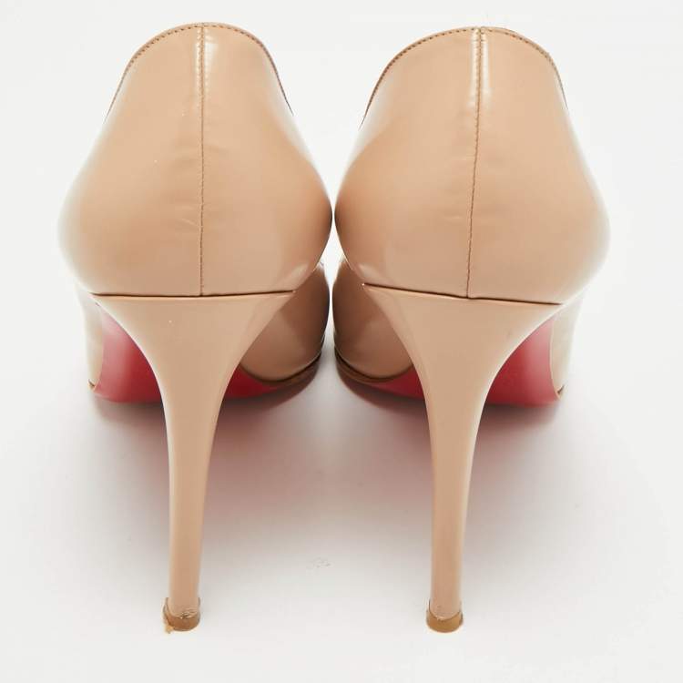 Pre Owned Christian Louboutin YouYou Size 42 Beige Leather Peep Toe Pumps