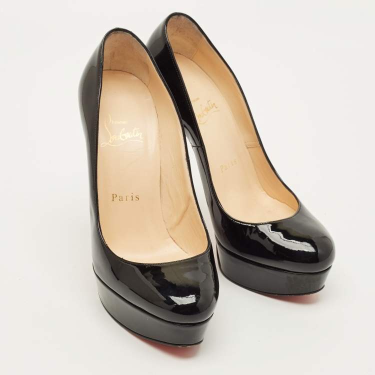 Pre Owned Christian Louboutin Bianca Size 36 Black Patent Leather Platform Pumps