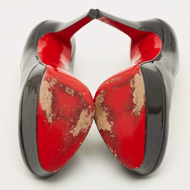 Pre Owned Christian Louboutin Bianca Size 36 Black Patent Leather Platform Pumps