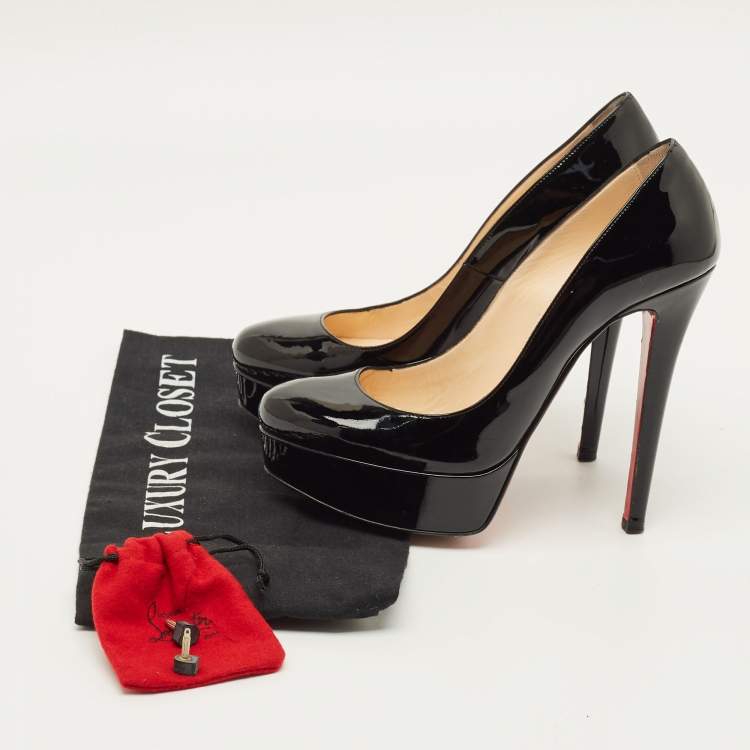 Pre Owned Christian Louboutin Bianca Size 36 Black Patent Leather Platform Pumps