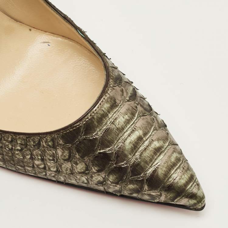 مملوكة مسبقًا Christian Louboutin Decollete Size 39 Metallic Bronze Python Leather Pumps
