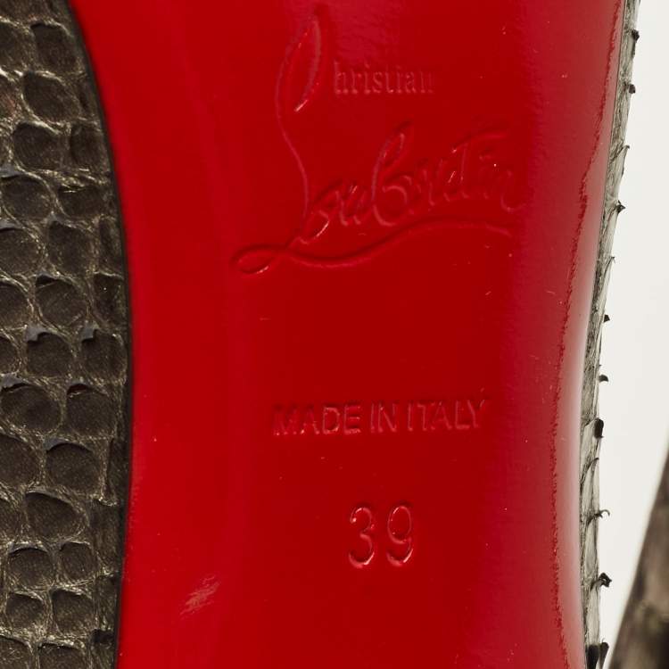 مملوكة مسبقًا Christian Louboutin Decollete Size 39 Metallic Bronze Python Leather Pumps