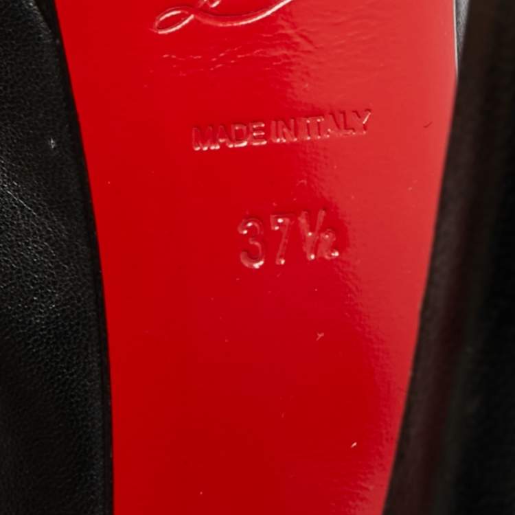 Pre Owned Christian Louboutin Alta Bouton Size 37.5 Black Leather Ankle Length Boots