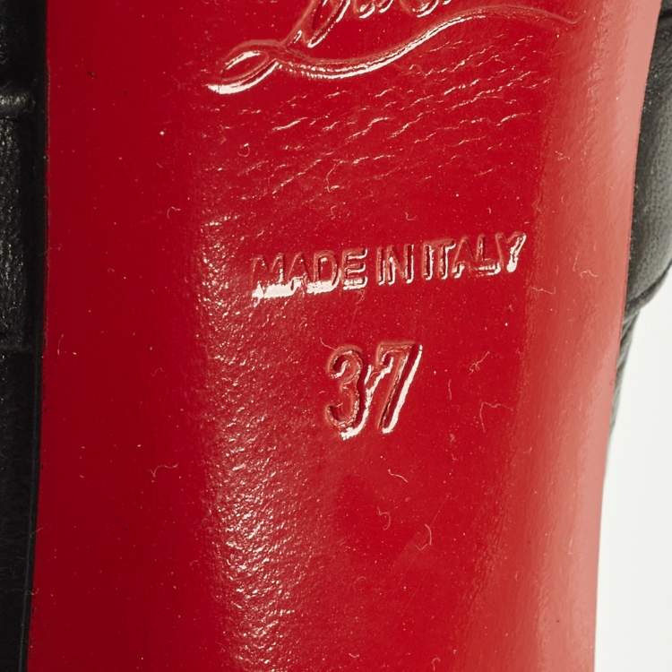 Pre Owned Christian Louboutin Aborina Size 37 Black Leather Platform Peep Toe Pumps