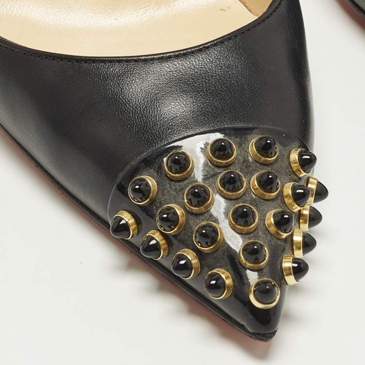 Pre Owned Christian Louboutin Cabo Size 38.5 Black Leather Pumps