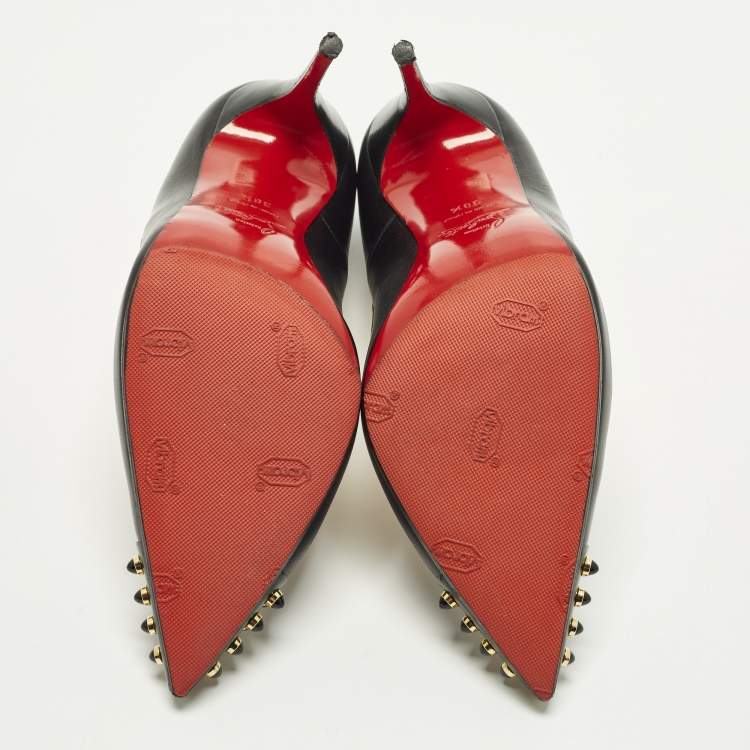 Pre Owned Christian Louboutin Cabo Size 38.5 Black Leather Pumps