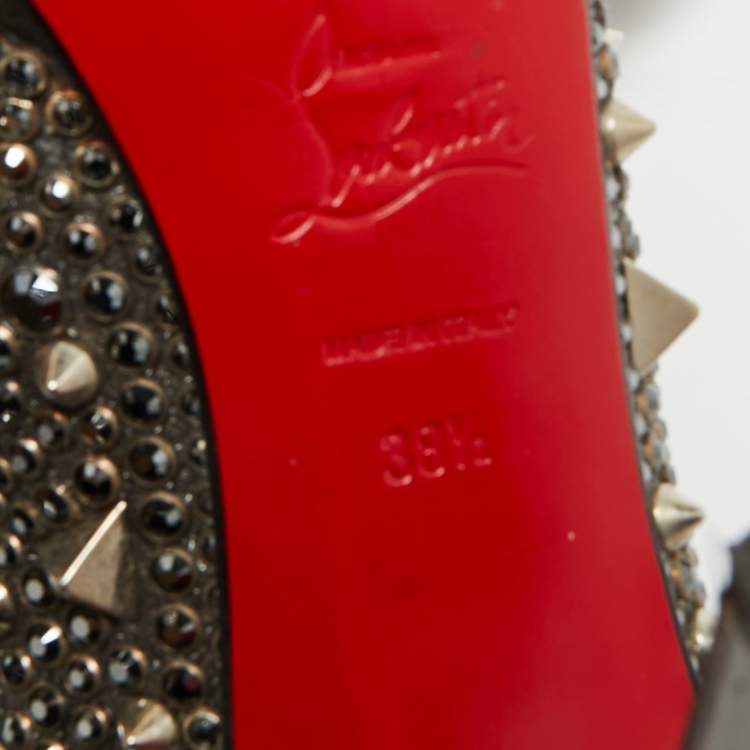 Pre Owned Christian Louboutin Size 38.5 Silver Glitter Peep Toe Pumps