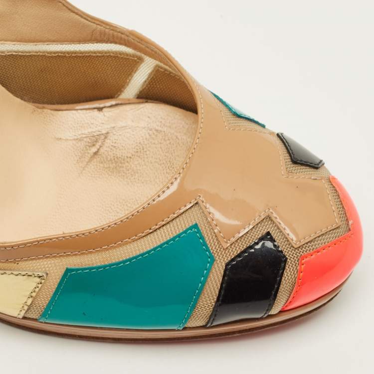 Pre Owned Christian Louboutin Astrogirl Size 38 Multicolor Patent Leather Pumps