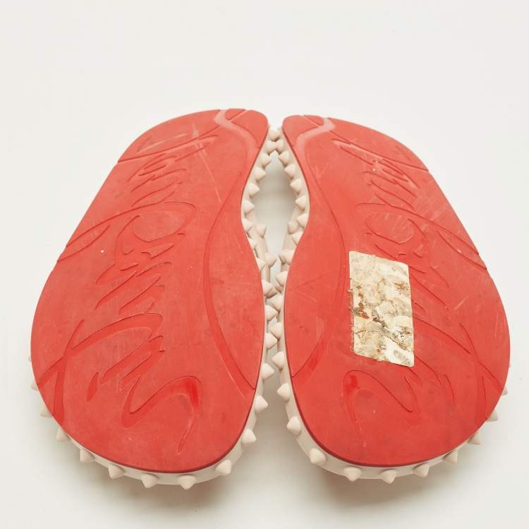 Pre Owned Christian Louboutin Size 39 Cream Rubber Spikes Flip Flops