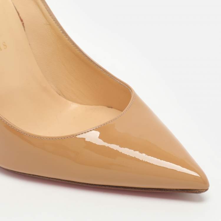 Pre Owned Christian Louboutin Size 37 Beige Patent Leather Pumps