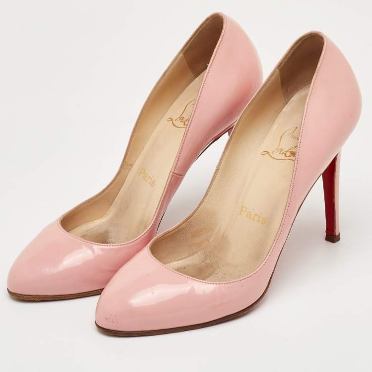 Pre Owned حذاء كعب عالي كريستيان لوبوتان فيفي جلد وردي فاتح مقاس 38