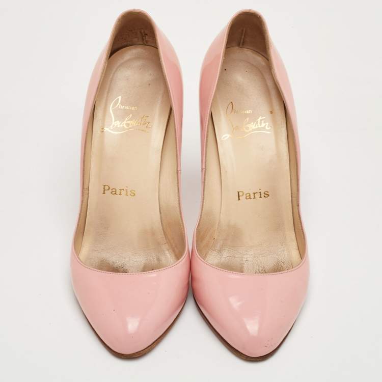 Pre Owned حذاء كعب عالي كريستيان لوبوتان فيفي جلد وردي فاتح مقاس 38