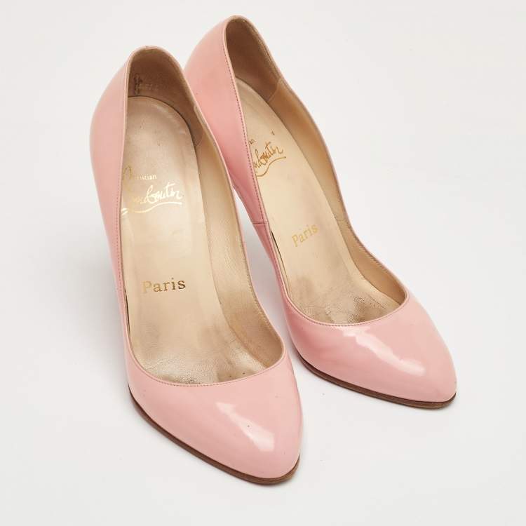 Pre Owned حذاء كعب عالي كريستيان لوبوتان فيفي جلد وردي فاتح مقاس 38