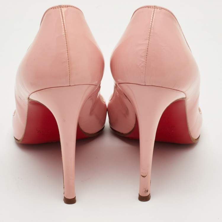 Pre Owned حذاء كعب عالي كريستيان لوبوتان فيفي جلد وردي فاتح مقاس 38
