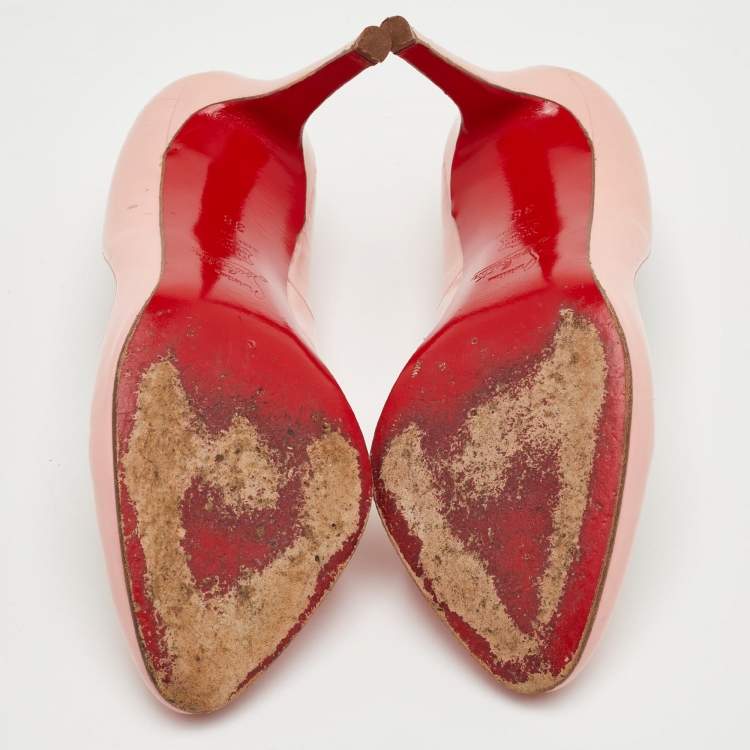 Pre Owned حذاء كعب عالي كريستيان لوبوتان فيفي جلد وردي فاتح مقاس 38