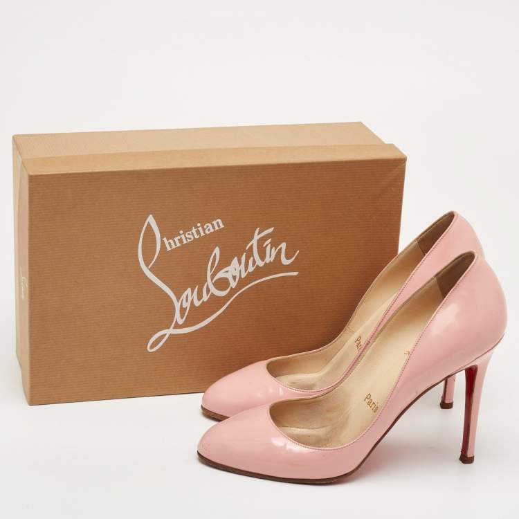 Pre Owned حذاء كعب عالي كريستيان لوبوتان فيفي جلد وردي فاتح مقاس 38