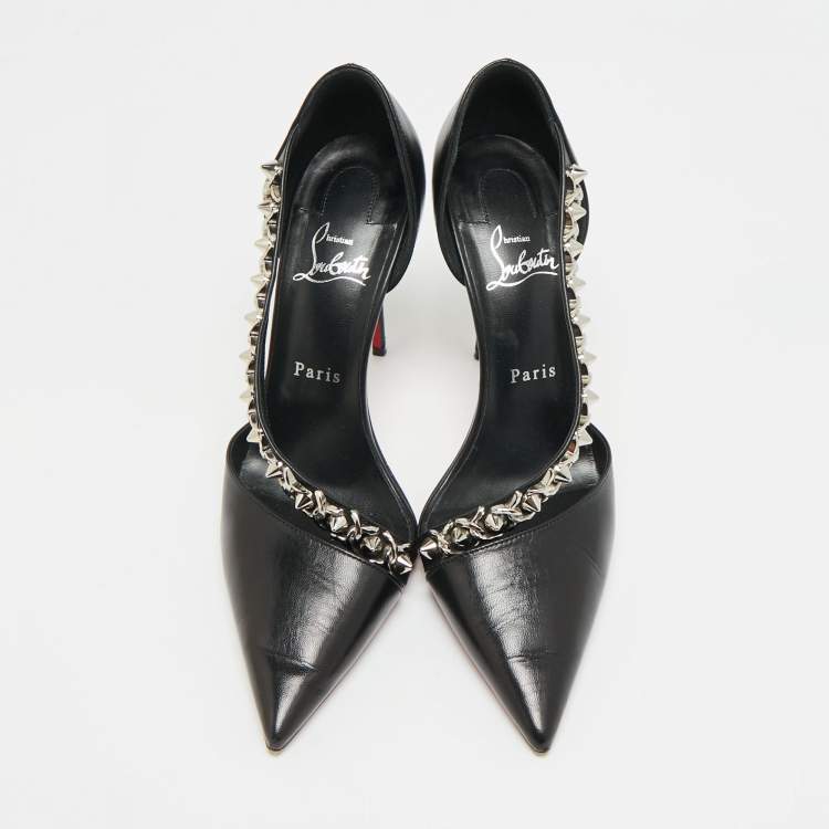 مملوكة مسبقًا Christian Louboutin Deomina Size 38.5 Black Leather D'orsay Pumps