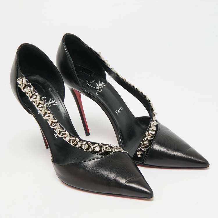 مملوكة مسبقًا Christian Louboutin Deomina Size 38.5 Black Leather D'orsay Pumps